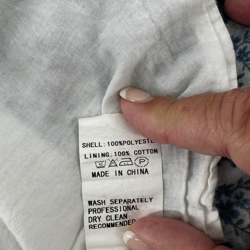 Her Empire Y2K Blue White Floral Mini Dress Size Large Boho Babydoll Cottagecore - Picture 8 of 11